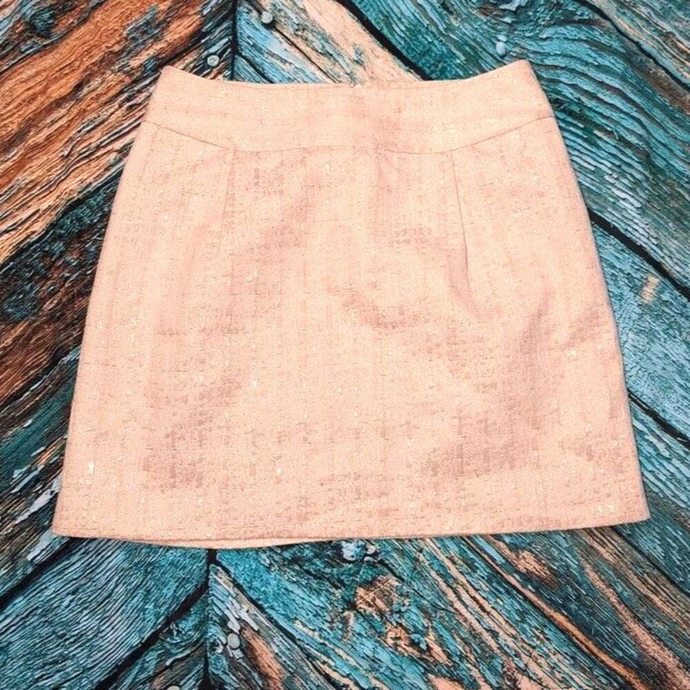 Merona Size 12 Cream Gold Shimmer Mini Skirt Minimalist Normcore Academia
